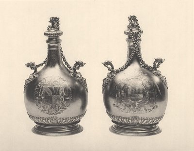 Par de Frascos de Peregrino William III, c.1690 (dourado prateado) de Benjamin Bradford
