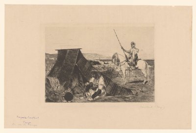 Paisagem com tenda e cavaleiro Gravuras de vários gravadores de 1877 (título da série) L