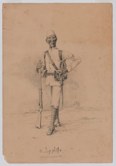 Um soldado do 10º Batalhão Sudanês, c.1889 (aquarela) de Benjamin Donisthorpe Alsop Donne