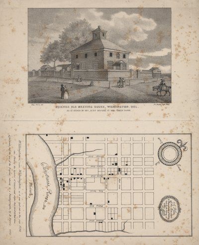 Amigos Old Meeting House, Wilmington, Delaware, litho por PS Duval, 1845 de Benjamin Ferris