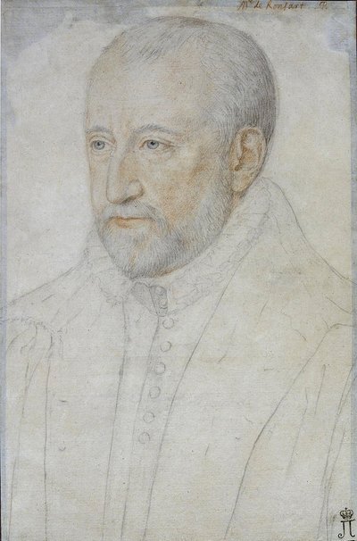 Retrato de Pierre de Ronsard (1524-1585) por Foulon, Benjamin (ca 1550-ca 1612). Giz preto e sangue sobre papel, tamanho : 33x23, Segunda metade do 16º cen., State Hermitage, St. Petersburg de Benjamin Foulon