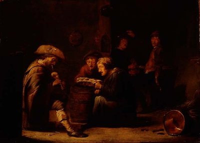 Interior de taberna com dois cantores e um bagpiper (painel) de Benjamin Gerritsz. Cuyp