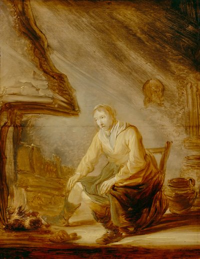 Mulher perante um incêndio de Benjamin Gerritsz Cuyp
