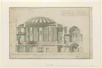Seção de US Capitol South Wing, 1803 (caneta e tinta com lavagem no papel) de Benjamin Henry Latrobe