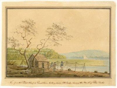 Vista do cais de embarque em Frenchtown, com vista para Elk Creek de Benjamin Henry Latrobe