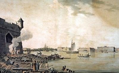 Vista do Palácio de Mármore, tirada do lado da Fortaleza de Pedro e Paulo, São Petersburgo de Benjamin Patersson