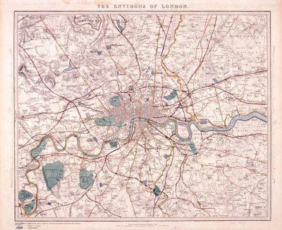 Mapa de Londres, c1860 de Benjamin Rees Davies