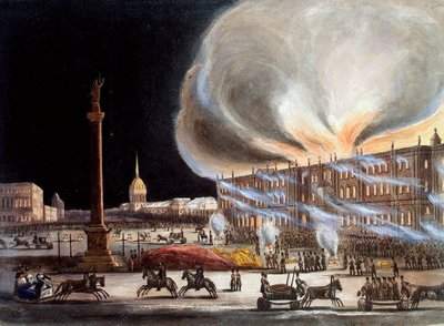 Incêndio no Palácio de Inverno em dezembro de 1837, 1838. de Benjamin Richard Green