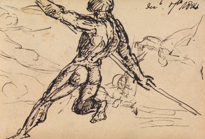 Estudos Figurais de um Macho Nu com Lança de Benjamin Robert Haydon