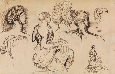 Estudo das figuras das mulheres e dos seus penteados de Benjamin Robert Haydon