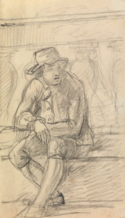Estudo da figura de um jovem, com um chapéu, sentado no exterior de Benjamin Robert Haydon