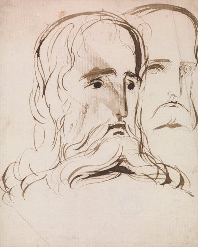 Estudo para a Cabeça de Cristo e um Apóstolo de Benjamin Robert Haydon