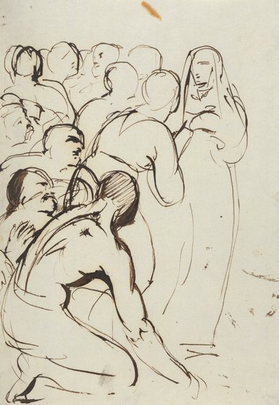 Estudo de um grupo de figuras, de joelhos e de pé de Benjamin Robert Haydon