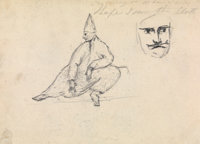 Estudo de um homem sentado, usando um chapéu pontiagudo de Benjamin Robert Haydon