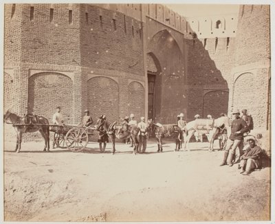 Durani Gate, Heyland Cart e Pack Mules, mostrando os diferentes tipos de selas de carga, Kandahar de Benjamin Simpson
