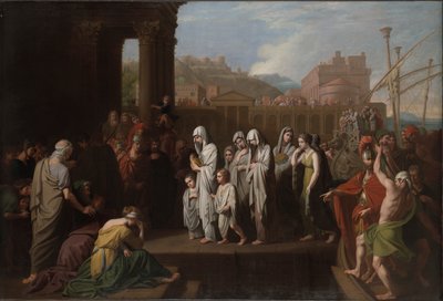 Agripina desembarcando em Brundisium com as cinzas de Germanicus de Benjamin West