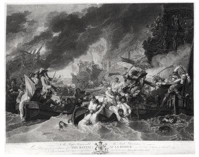 Batalha de Haia, 29 de maio de 1692, gravada por William Woollett (1735-85) 1781 (aquatint) de Benjamin West
