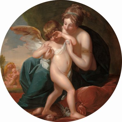 Cupido, picado por uma abelha, é acarinhado por sua mãe, 1774. de Benjamin West