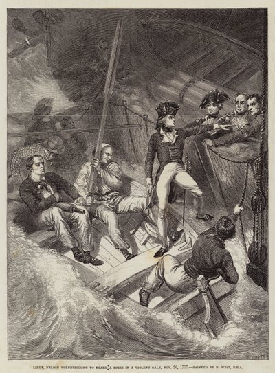 Tenente Nelson voluntariado para embarcar em um prêmio em um vendaval violento, 20 de novembro de 1777 de Benjamin West