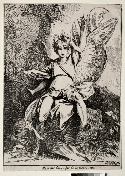 Espécimes de Poliautografia: O Anjo no Túmulo de Cristo de Benjamin West