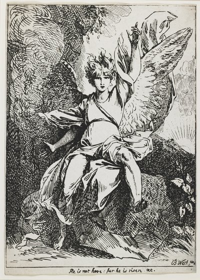 O Anjo da Ressurreição , de "Espécimes de Poliautografia". de Benjamin West