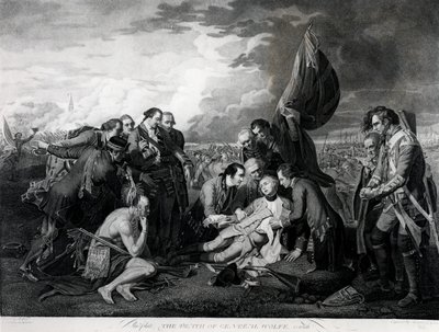 A morte do general Wolfe (1727-1759), 1759, gravada por Augustin Legrand (gravura) (foto do bundw) (ver também 105409, 124902 e 153197) de Benjamin West