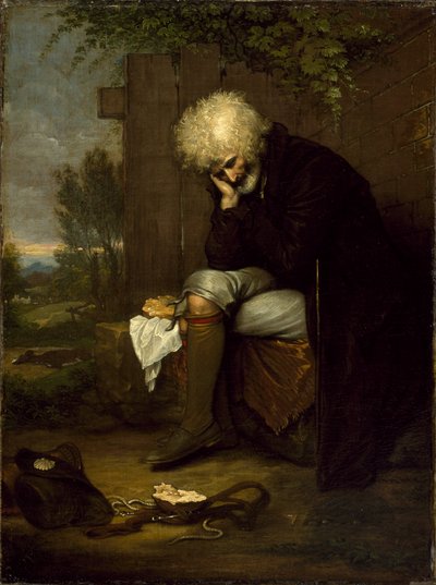 O peregrino luto seu morto Ass, c.1775 de Benjamin West