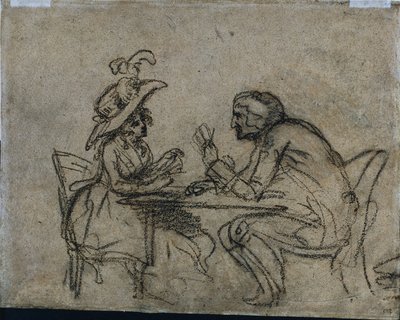 Mulher e homem jogando cartas, 1792. de Benjamin West