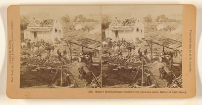Quartel-general de Mead destruído por tiros e obuses, Batalha de Gettysburg. de Benjamin West Kilburn