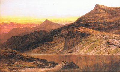 Um pôr do sol galês, de uma revista ou fonte de livro desconhecida de Benjamin Williams Leader