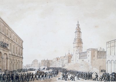 Funeral de oficial francês em Weimar, Outubro de 1806 (desenho) de Benjamin Zix