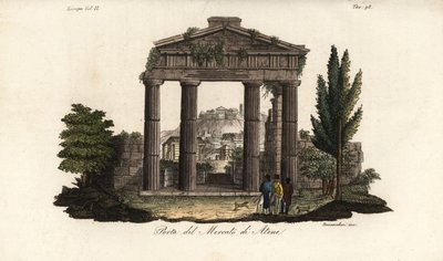 Ruínas do portão de Athena Archegetis, na Ágora Romana ou Fórum Romano, Atenas, Grécia de Bennardoni Bennardoni