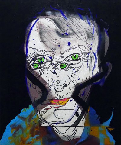 50 Grandes Escritores da História: Michel Houellebecq, 2015 (óleo e acrílico sobre tela) de Benoit Erwann Boucherot