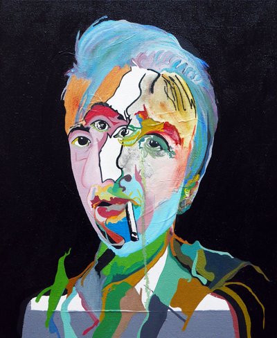 50 Grandes Escritores da História : Roland Barthes, 2015 (óleo e acrílico sobre tela) de Benoit Erwann Boucherot