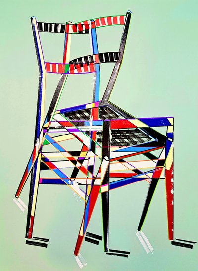 Chaise - superleggera, segundo Gio Ponti, 2016 (óleo sobre tela de linho) de Benoit Erwann Boucherot