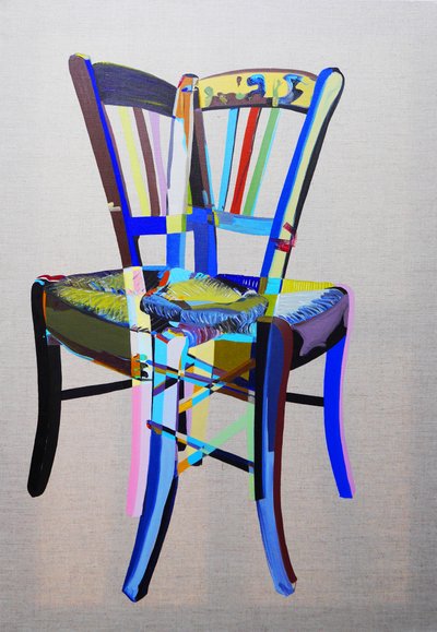Chaise manifeste 1, 2023 (óleo e acrílico sobre tela mista) de Benoit Erwann Boucherot