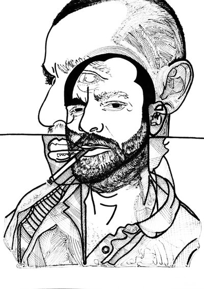 Double Jon, 2019 (tinta sobre papel) de Benoit Erwann Boucherot