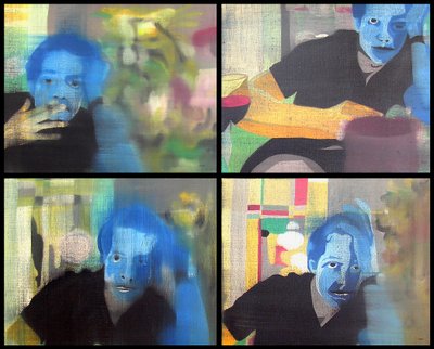 Homem na lua, 2003 (óleo sobre 4 telas justapostas) de Benoit Erwann Boucherot