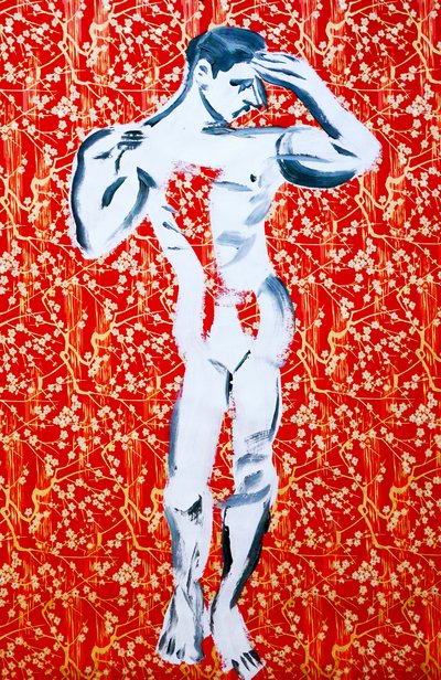 Masculin 1, 2020 (acrílico sobre papel japonês serigrafado) de Benoit Erwann Boucherot