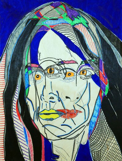 Surportrait : Fanie Demeule, 2019 (óleo e acrílico sobre painel de madeira) de Benoit Erwann Boucherot
