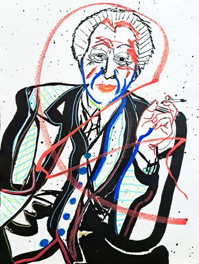 Surportrait : Frank Lloyd Wright, 2022 (acrílico sobre papel) de Benoit Erwann Boucherot