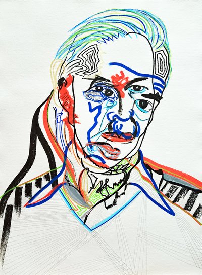 Surportrait : Hans J. Wegner, 2022 (acrílico sobre papel) de Benoit Erwann Boucherot