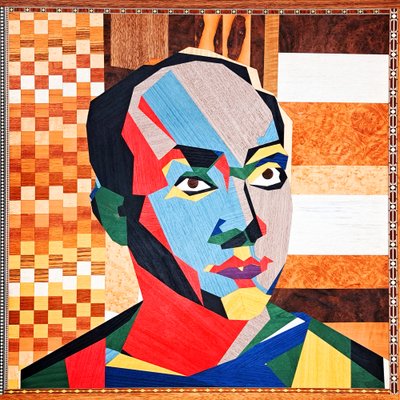 Surportrait : Isamu Noguchi 2, 2022 (folheados de madeira sobre MDF) de Benoit Erwann Boucherot