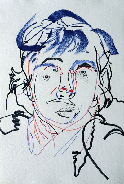 Surportrait : Marguerite Duras 3, 2021 (acrílico sobre papel) de Benoit Erwann Boucherot