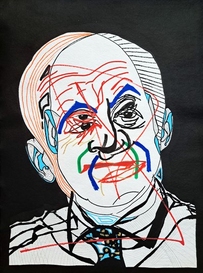 Surportrait : Oscar Niemeyer, 2022 (acrílico sobre papel) de Benoit Erwann Boucherot