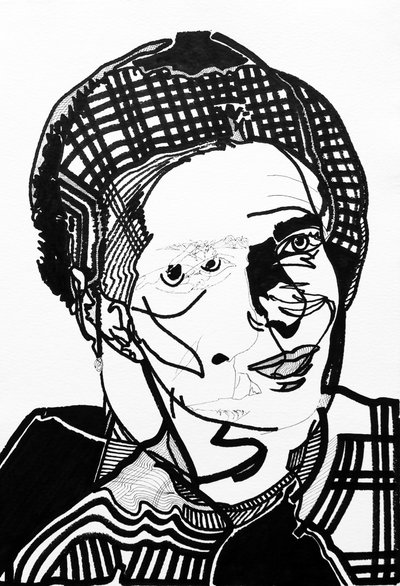 Surportrait: Simone de Beauvoir, 2019 (acrílico sobre papel) de Benoit Erwann Boucherot