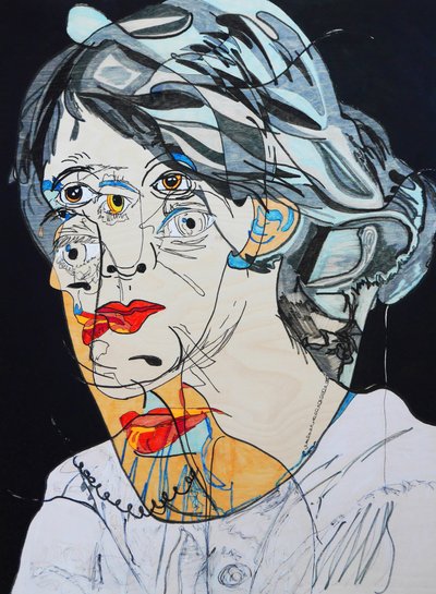 Surportrait : Virginia Woolf, 2021 (óleo e acrílico sobre painel de madeira) de Benoit Erwann Boucherot