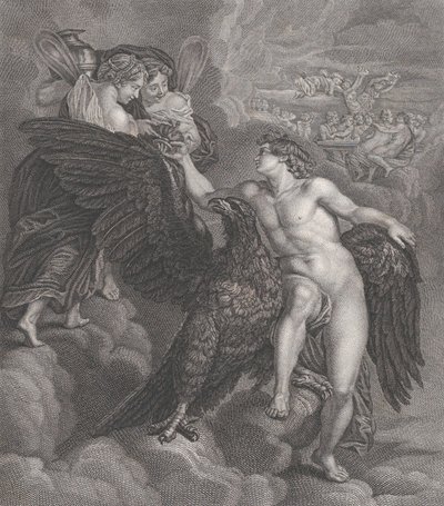 Ganimedes, apoiado em uma águia, recebendo a taça de Hebe, 1786 de Benoit Louis Henriquez