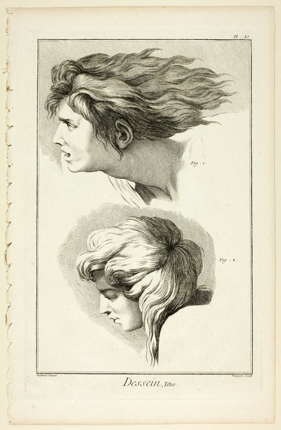 Design: Cabeças, da Encyclopédie de Benoit Louis Prevost