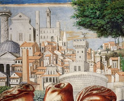 Arquitetura da cidade de Roma, detalhe de Histórias de Santo Agostinho de Benozzo di Lese di Sandro Gozzoli
